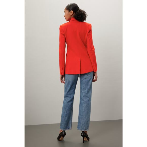DEREK LAM 10 CROSBY Red Front Button Closure Noah Single Breast Jacket Blazer 4 - Picture 3 of 16